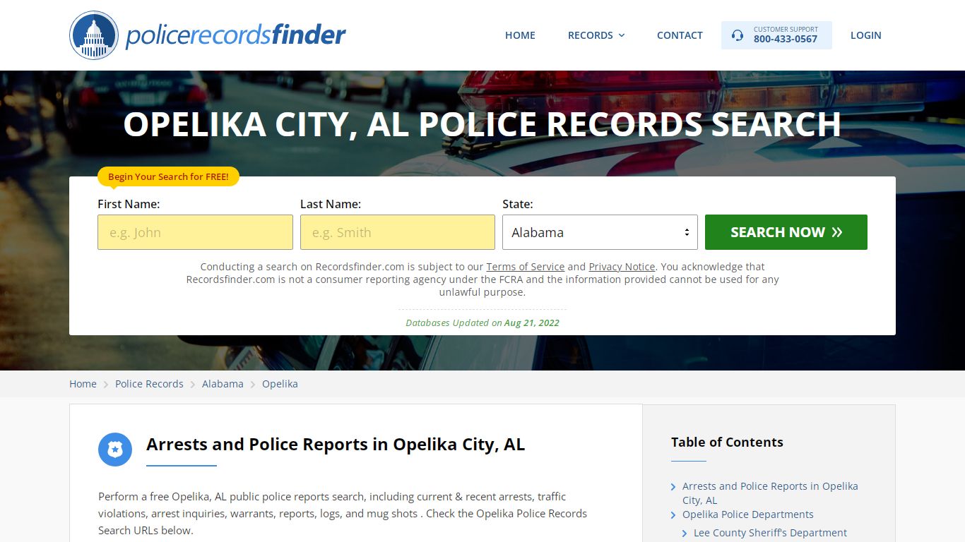 Opelika, Lee County, AL Police Reports & Police Department Records